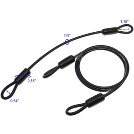 FDXGYH 4 Pcs 12 Inch Heavy Duty Steel Loop Cable Braided Stainless Steel PVC Coated Safety Wire Rope for Outdoor Travel Home Hanging Transport [5mm Thickness]