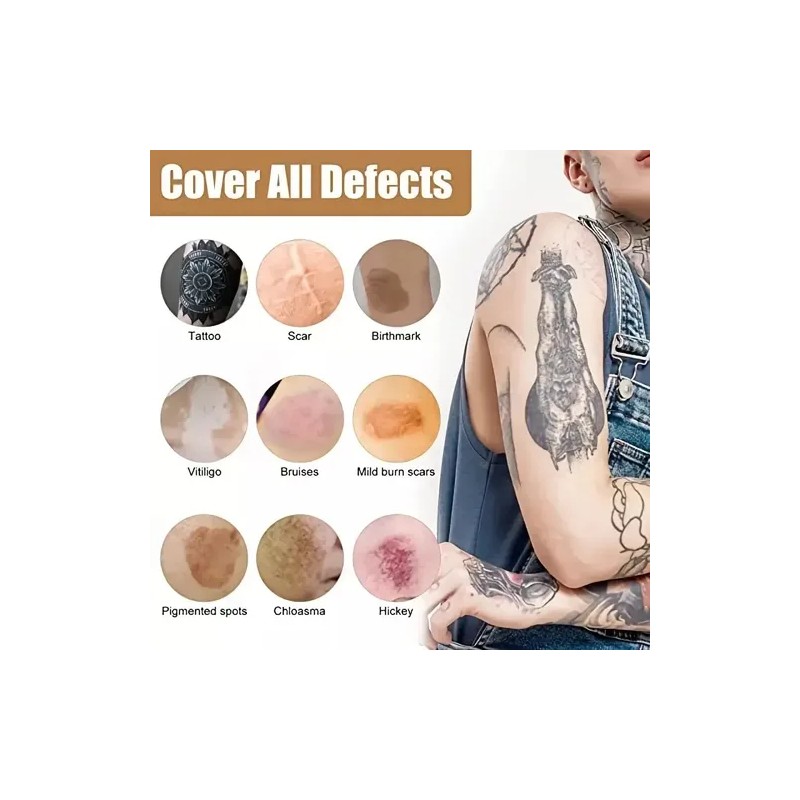 Maquillaje Cuerpo Cubre Tatuajes Acné Alta Cobertura Bitono