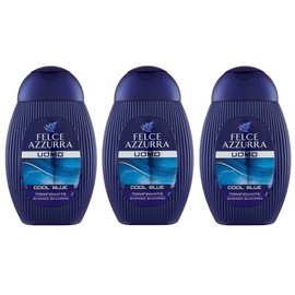 3 x Felce Azzurra Shower Shampoo for Men Cool Blue Invigorating Shower Shampoo 250ml