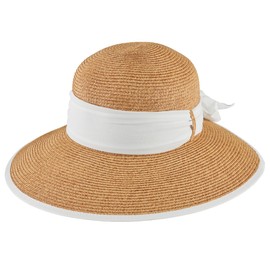 Brunch Date - Ultrabraid Face Saver Sun Hat with Chiffon Tie - White