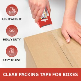 Heavy Duty Clear Packing Tape with Dispenser Packaging Shipping Tape Refills Gun Strong Mailing Moving Supplies Boxes Boxing Thick Sealing Office Business 1.88" Wide x 23 Yards x 1.5" Inch Core 1 Roll