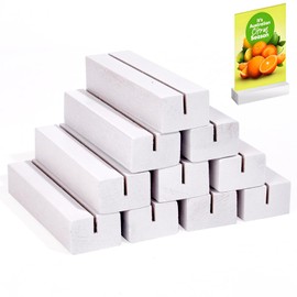 Gipizi 10Pcs Wooden Place Card Holders White, Wood Photo Card Holders for Weddings Banquets and Parties, Table Number Holder Stands, A6 Wood Menu Holder for Restaurants