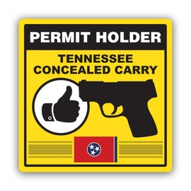 Yellow Tennessee Concealed Carry Permit Holder CCW Sticker for Water Bottle Phone Tumbler Hard hat - Four Pack
