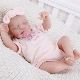 EKOKIZ Reborn Baby Dolls 18-Inch Soft Skin Realistic Baby Dolls Cloth Body Sleeping Girl Baby Dolls That Look Real Newborn Baby Dolls with Clothes and Toys Accessories for Ages 3+