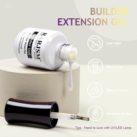 RARJSM Pearlescent Gel Builder Nail Polish Pearl White Gold Glitter Hard Gel in a Bottle Mermaid Shell Shimmer Thick Extension Structure Gel for Nails 15ml Soak Off Curing Requires Salon Home DIY