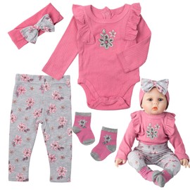 Reborn Doll Clothes and Accessories Long Sleeve Knitted Top 4pcs Suit Reborn Baby Doll Clothes 20-22 inch Girl Outfits