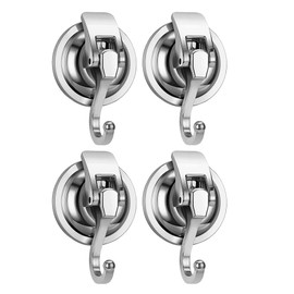 Peakloong 4Pack Heavy Duty Vacuum Suction Cup Wreath Hanger Silver-Plated Plished Hooks Reusable Without Punching for Towel