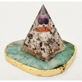 Sharvgun Orgone Pyramid Rainbow Moonstone Crystal, Amethyst Crystal Ball Healing Gemstone Reiki Chara Kit with 4 Crystal Youga Meditation