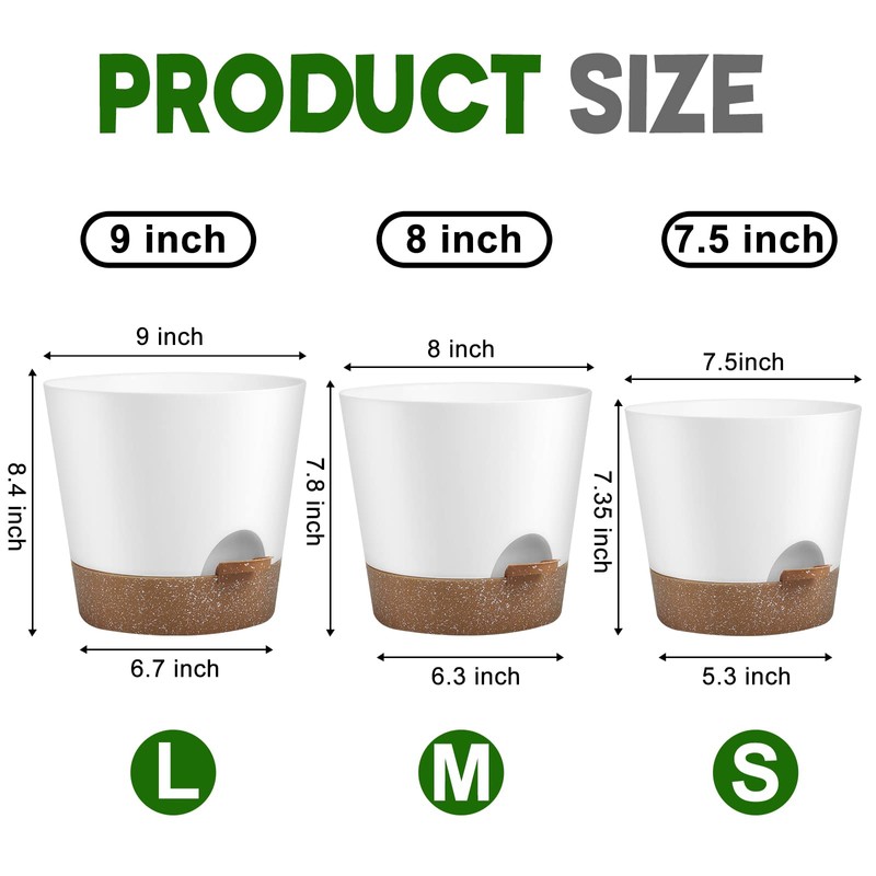 YNNICO Indoor Outdoor Plant Pots- Self Watering Planters with Drainage