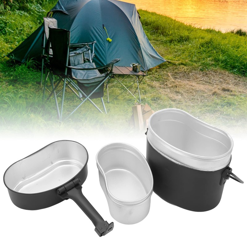 Military Mess Tin Cookware Set 3 Parts in 1 Aluminium
