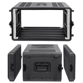 Diandian 6U Rack Case Shallow 17" Depth, 19" Rackmount Flight Case, Watertight Dust-Proof, Shock Mount for Amplifier, Pro Audio, DJ Mixer, Effects with Microphone Compartments