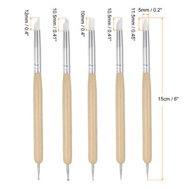 HARFINGTON 5 Pcs Silicone Clay Sculpting Tool Double-Ended Rubber Tip Metal Ball Silicon Shaper Pens Modeling Stylus Dotting Tool for DIY Handicraft Sculpture Pottery Painting, Wood