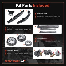 A-Premium Set of 12PCS Engine Timing Chain Kit W/Tensioner & Guide & More [fit DOHC, 5Cyl 3.5L] Compatible with Nissan 350Z 03-05, Altima Maxima 02-03, Murano 03-07 & Infiniti FX35 03-07, G35 03-05