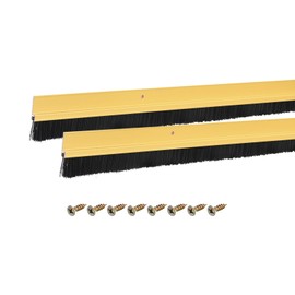 uxcell 2Pcs Door Brush Bottom Sweep H-Shape Aluminum Alloy Base with 0.8-inch PP Brush for Home, Industrial (47-inch L, Golden)