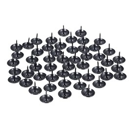 dophee 50Pcs Black Upholstery Nails Tacks, Iron Vintage Round Head Thumb Tacks Push Pin Studs for Furniture Sofa Door Cork Board DIY Projects Home Decoration, 19x20mm/0.75"x0.77"