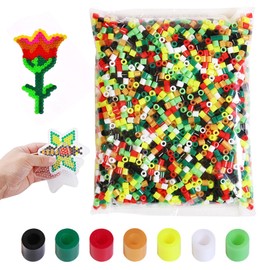 Iron-On Beads Glitter, Pack of 1000, 7 Colours Iron-On Beads, Large, 5 mm Refill Set, Colourful Beads, DIY Plug-In Beads, Creative Craft Fun for Young and Old, Solid Colours Mix
