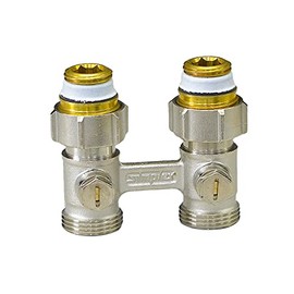 Simplex F10010 Two-Tube Tap Block Exclusive D1/50 G 3⁄4 Inch M x G 1/2 Inch M Passage Double Ball Valve Radiator Connection Heating