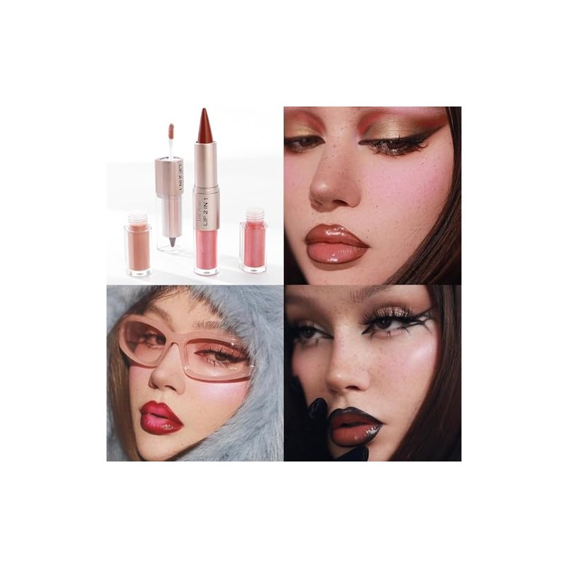 Lápiz de Labios y Pintalabios Líquido 2 en 1 con