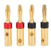 Preffair 4pcs Speaker Banana Plugs 24K Gold Plated Dual Screws