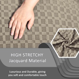 ULTICOR Extra Wide 75" - 100", Reclining 2 Seater Sofa, Extra Wide Reclining Love Seat Slipcover, 6-Piece Jacquared Fabric, Reclining Sofa Covers, Thick, Soft, Washable (Style 2) (Taupe)