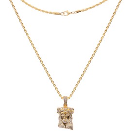 AICase Faith Jesus Pendant Necklace for Men/Women Catholic Religious Christian 18K Gold Plated Jewelry Fathers Day Dad Gifts from Daughter Son Wife, Birthday Gifts for Dad Father Daddy Present