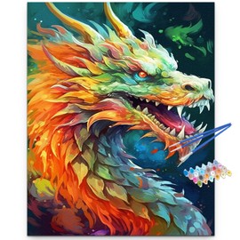 Artunion Colorful Dragon Paint by Numbers for Adults, Animal Paint by Number Kits, DIY Oil Painting Paint by Number Kits on Canvas Arts Craft for Home Wall Decor 16x20 Inch