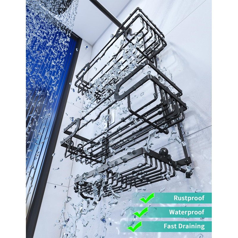 HapiRm Bathroom Hanging Shower Caddy - Rustproof & Waterproof Shower