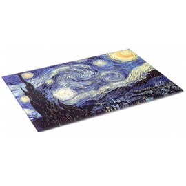 Menesia Tempered Glass Cutting Board for Kitchen, Van Gogh Design Blue Starry, Small Heat Resistant Cutting Boards, Dishwasher Safe Chopping Board(Small 8x12inch)