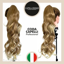Hair Tail Exstension Wavy Ash Blonde Natural Effect Hairpieces for Hair, Wavy and Wavy Ponytail Easy Application with Curly Tail Claw Fake Hair 70 cm