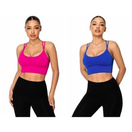 Sykooria Longline Sports Bra for Women Criss Cross Back Padded Bra Workout Crop Tops