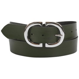 fashionchimp Basic Women's Belt Made of 100% Genuine Leather, Leather Belt with Elegant Double Buckle, Width Approx. 3.3 cm, Made in Germany, Fir Green Mistral