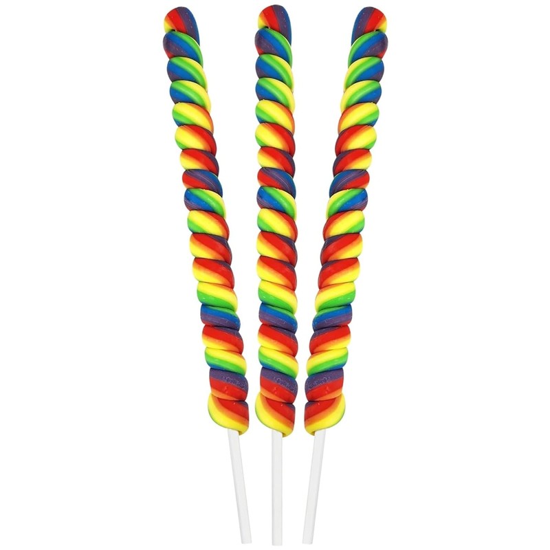 3 Jumbo Rainbow Twisty Lollipops 12" Inch Individually Wrapped, Mixed
