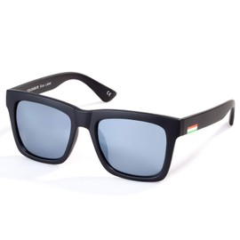 COLOSSEIN Classic Polarized Sunglasses For Men Retro Square Frame Mirrored Lens, UV400(Silver Lens/Black Frame)