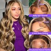 Smabuity Honey Blonde Ombre Lace Front Wig Human Hair Highlight