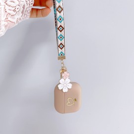 Ownest Kompatibel mit AirPods Hülle, Airpods Pro Hülle Golden Herzn Muster Silikon Schutzhülle mit Schlüsselanhänger Stoßfeste Cover für Mädchen Frau Hülle für Airpods Pro-Braun