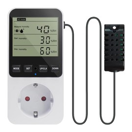 Humidity Regulator - Hygrostat Socket with Sensor, Temperature Controller Socket 230 V, Temperature Switch with Alarm, Digital Hygrostat Humidity Controller for Dehumidifier, Mushroom Terrarium