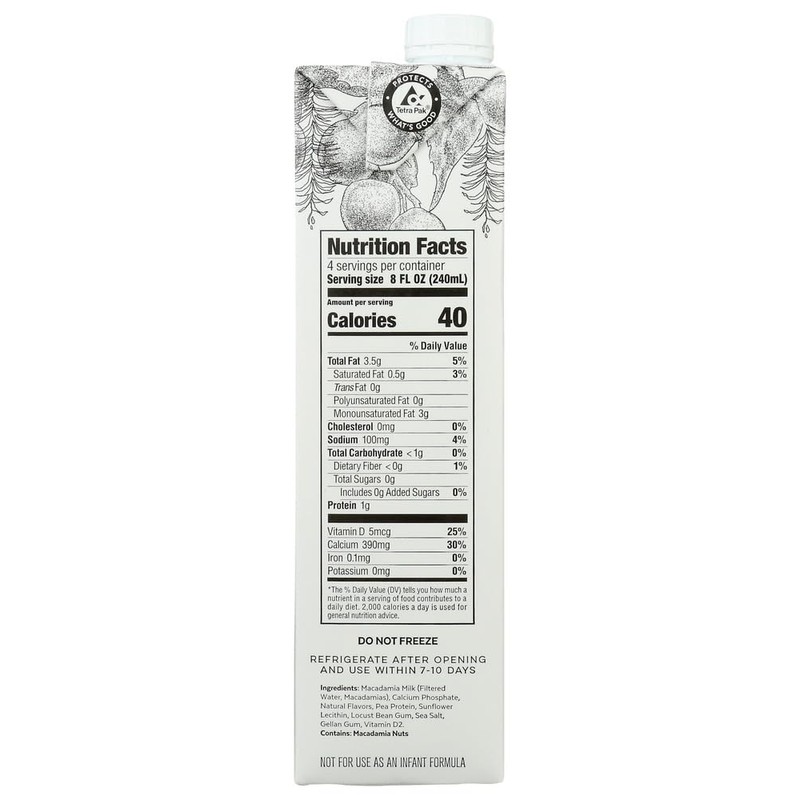TAOindustry Milkadamia Unsweetened, Macadamia Milk, 32 Oz (3 Pack)