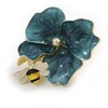 Large Enamel Flower with Bee Motif Stud Earrings in Gold