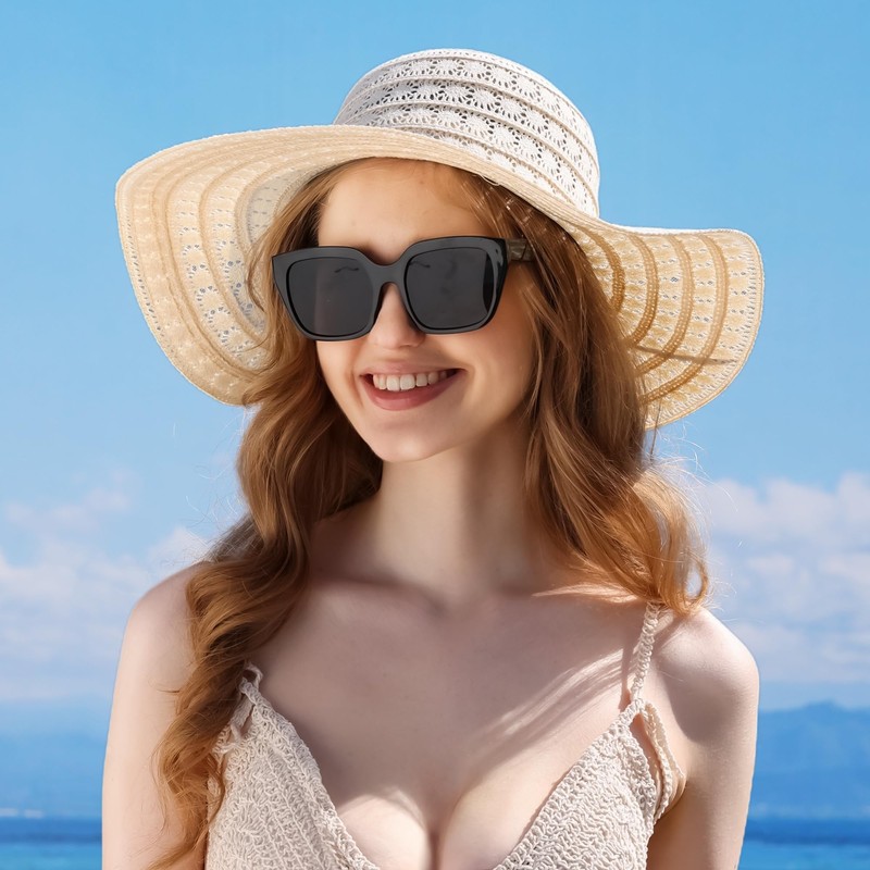 Procity Foldable Straw Hat Women's Sun Hat UV Protection Beach
