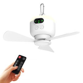 Portable Ceiling Fan for Tent with Remote Control,8000mAh Battery Operated Ceiling Fan,RV Fan Rechargeable,3 Detachable Blades,Auto Shut-off,4 Speeds for Outdise Canopy Porch Gazebo Beach