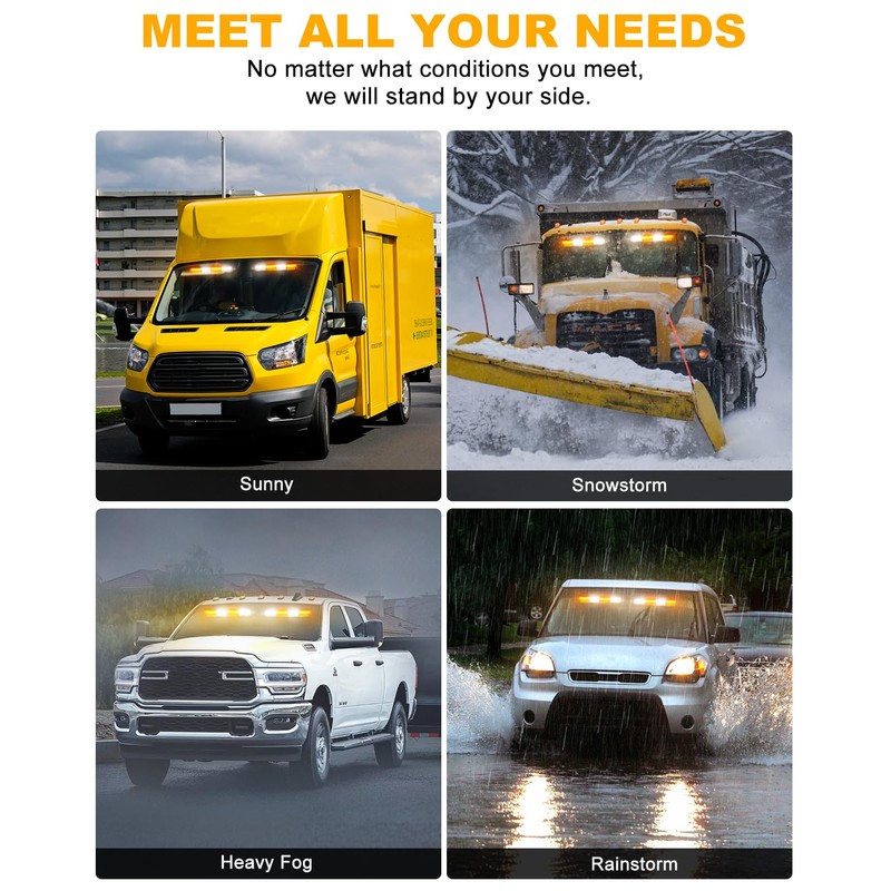 HLAUTO 6Z4J Emergency Dash Strobe Lights: 2x16.8 inch Amber White