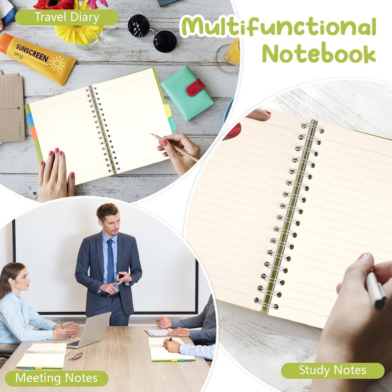 Tikplus A5 Notebook with Dividers, Notebook with Tabs, Spiral Notepad