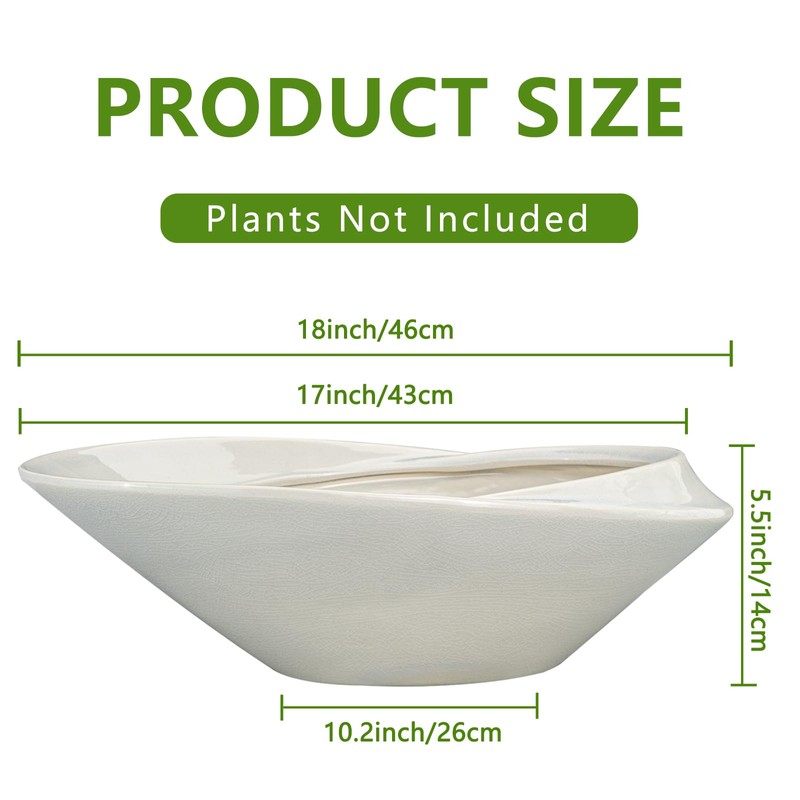 18 Inch Ceramic Bonsai Planter Pot with Drainage Hole, Glazed