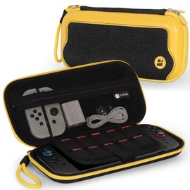IINE Carry Case for Switch 2 Console, Protective Hard Shell Travel Storage Pouch with Mesh Bag, Durable Protective Bag Switch 2 Accessories (Hybrid Case, Yellow-black)