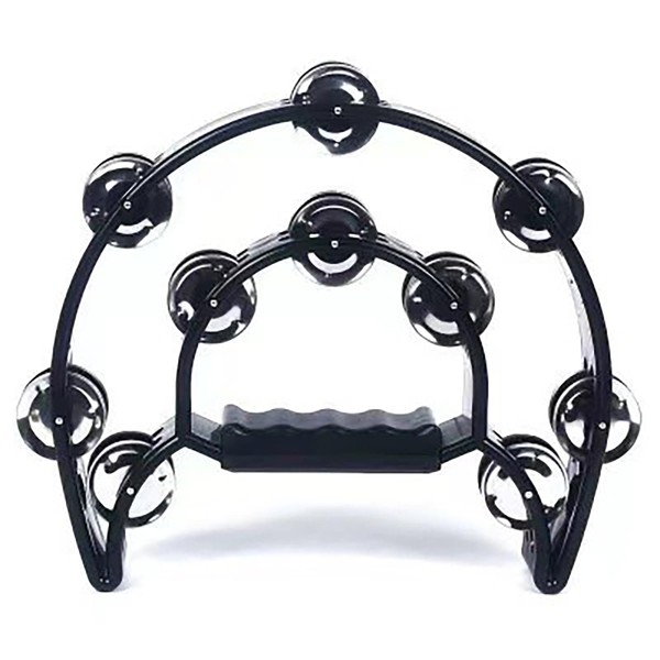 Tambourine,Half Moon Tambourine,Double Row Tambourine,Handheld Tambourine with Ergonomic Handle,Plastic Musical