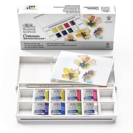 Winsor & Newton Cotman Watercolor Paint Set, Floral 8 Half Pans