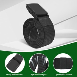 Yicaam Canvas Belt for Men, Pack of 3, Adjustable Canvas Belt for Men, Nylon Belt with Plastic Buckle for Men, Metal-Free Webbing Canvas Belt for Outdoor - 130 cm, black