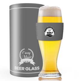 P&Y Beer Glasses for Men, 16oz Pilsner Beer Glasses with Silicon Band Golf Design, Beer Birthday Gifts for Men Dad Husband Brother Son Neighbor, Unique Gifts for Him, Drinking Glasses Beer Cups Mugs