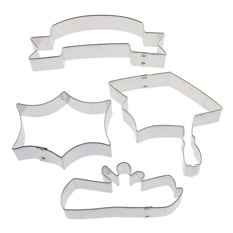 Graduation Cookie Cutter 4 Pc Set HS0436 Includes: 4.5 in