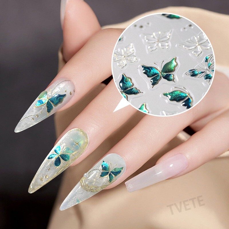 TVETE【2枚セット】ネイルシール ジェル パーツ イルステッカー イルステッカー 蝶ネイルデザイン 自己粘着 子供用 簡単 春夏